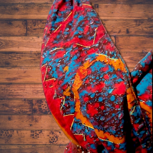 Teal & Rust Maxi Dress w/Gold Accents - Picture 6 of 11